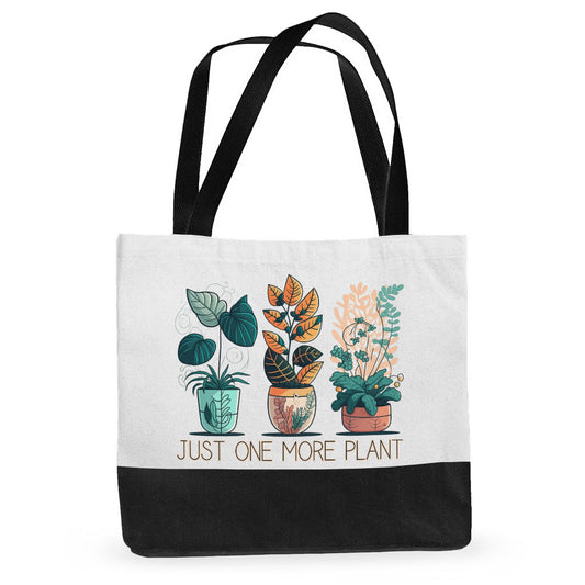 Just One More Plant Large Tote Bag - Funny Shopping Bag - Illustration Cloth Bag