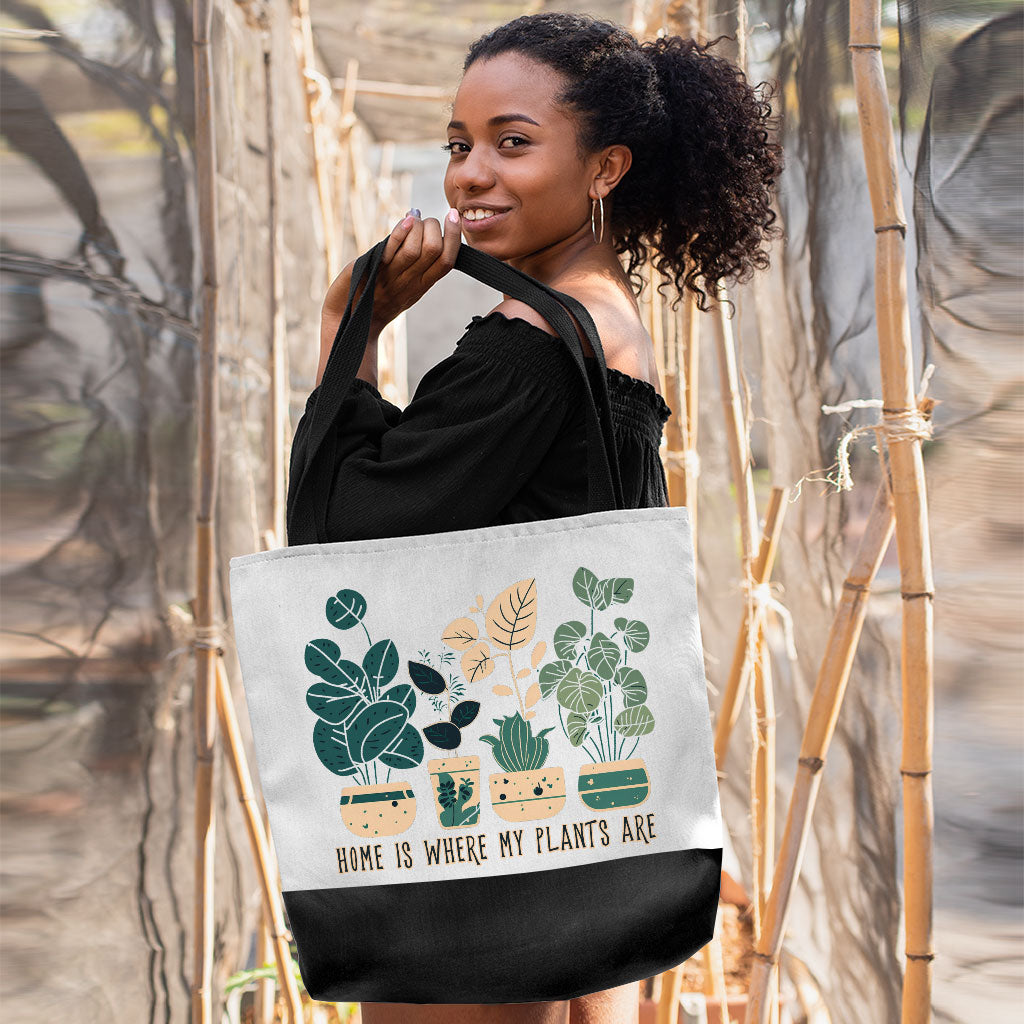 Plant Illustration Large Tote Bag - Quote Shopping Bag - Graphic Art Cloth Bag