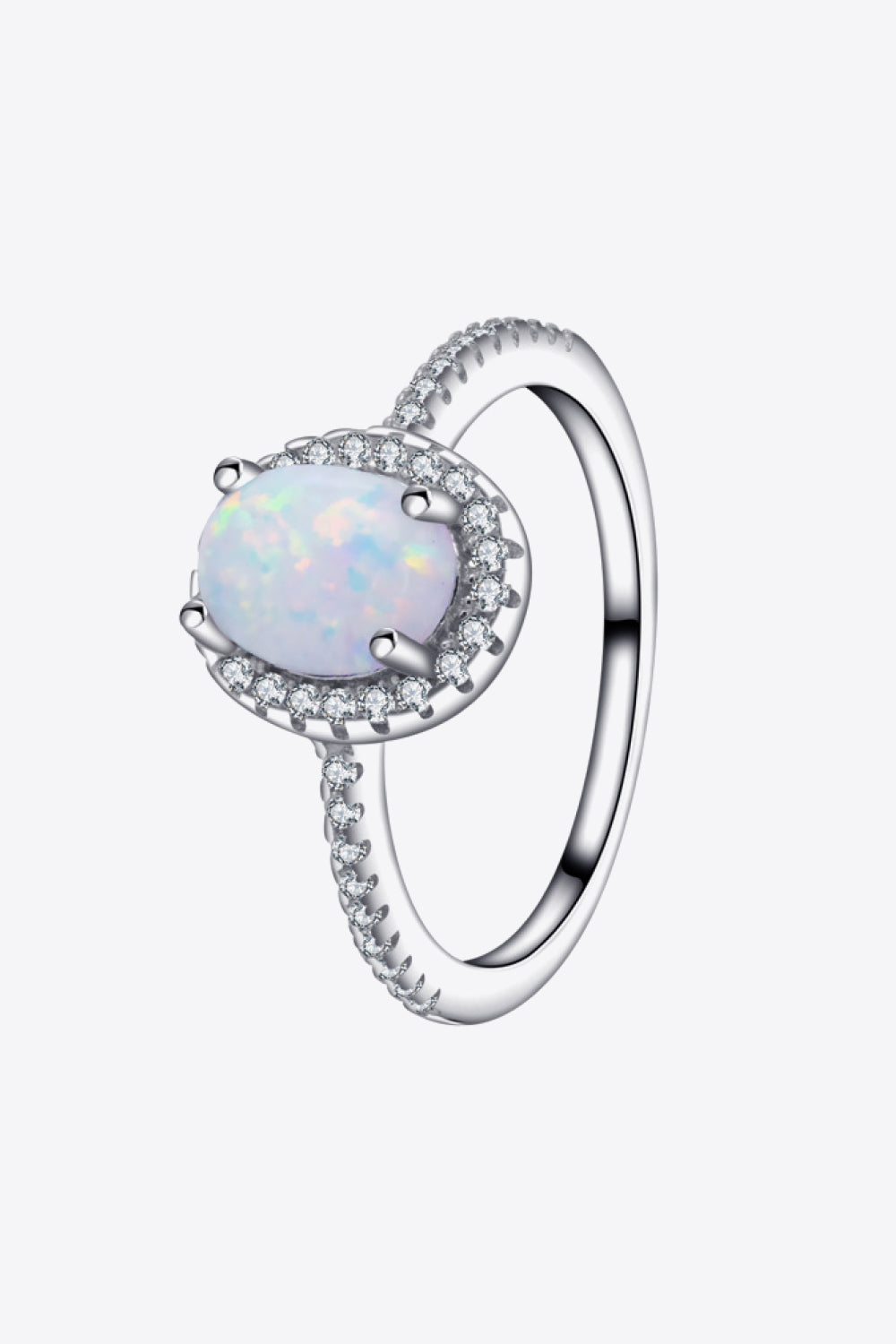 Opal 925 Sterling Silver Halo Ring