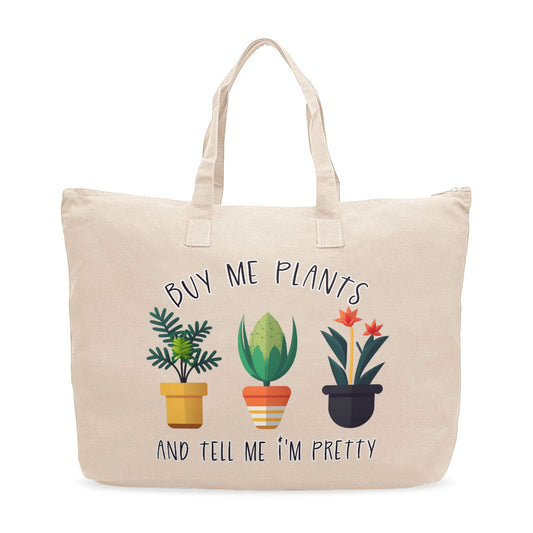 Plant Design Cotton Canvas Bag - Funny Quote Shopping Bag - Graphic Tote Bag