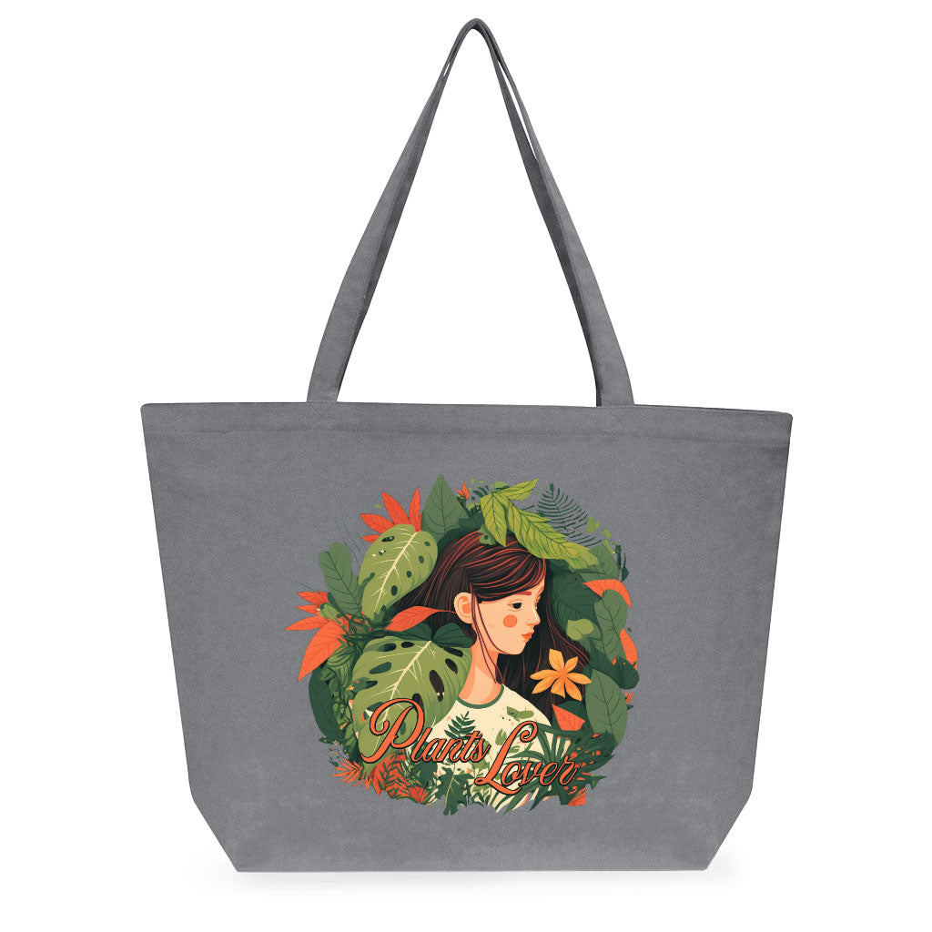 Plant Lover Cotton Tote Bag - Botanical Large Tote Bag - Themed Shopping Bag