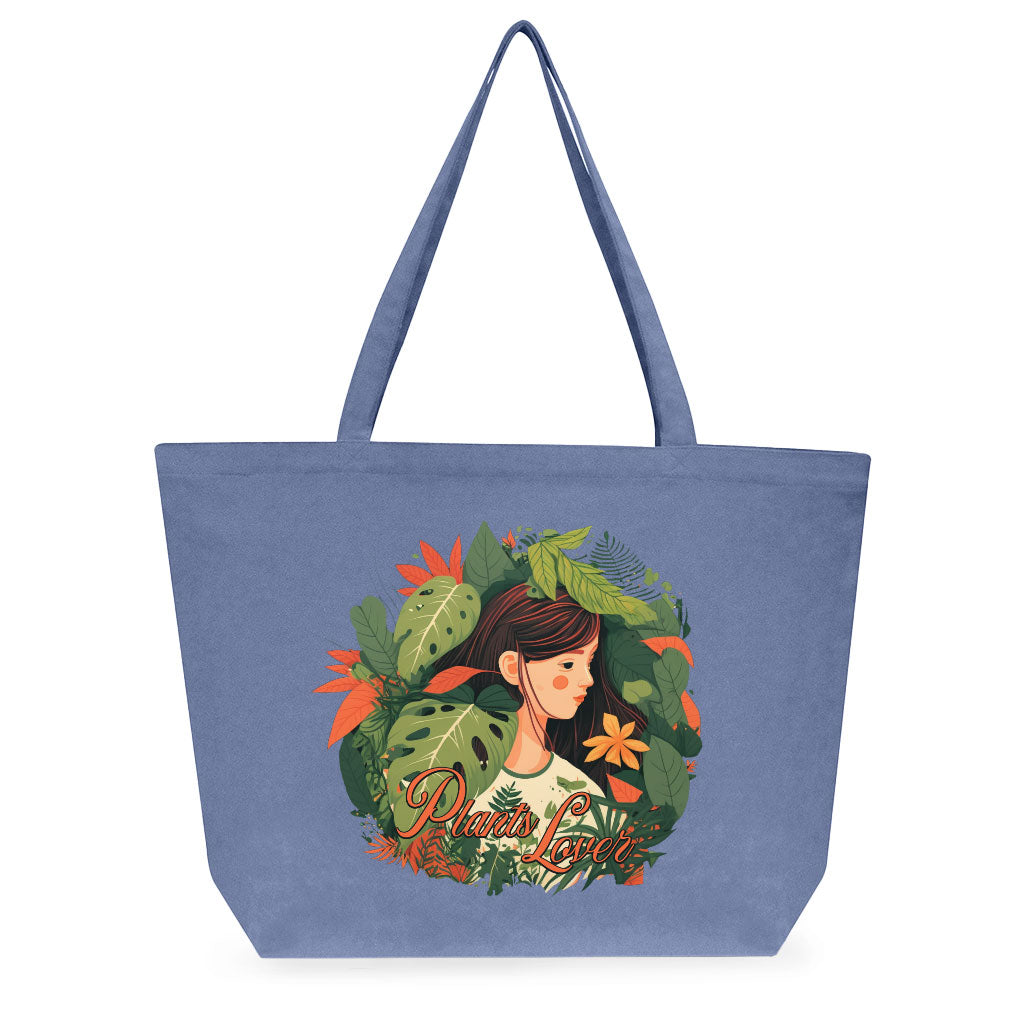 Plant Lover Cotton Tote Bag - Botanical Large Tote Bag - Themed Shopping Bag