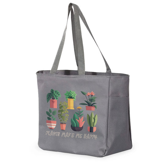 Plant Graphic Tote Bag with Pocket - Cute Art Shopping Bag - Cool Design Tote Bag