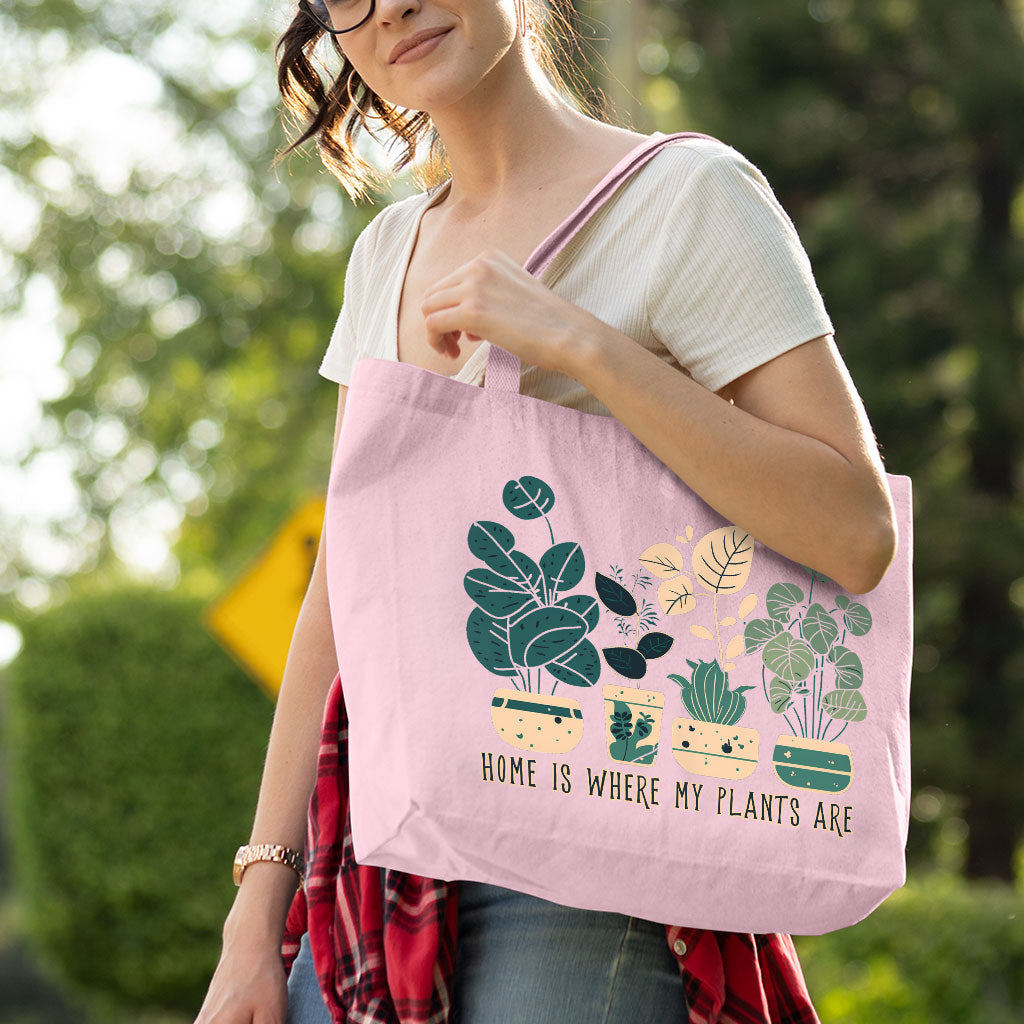 Plant Illustration Zippered Tote Bag - Quote Shopping Bag - Graphic Art Cloth Bag