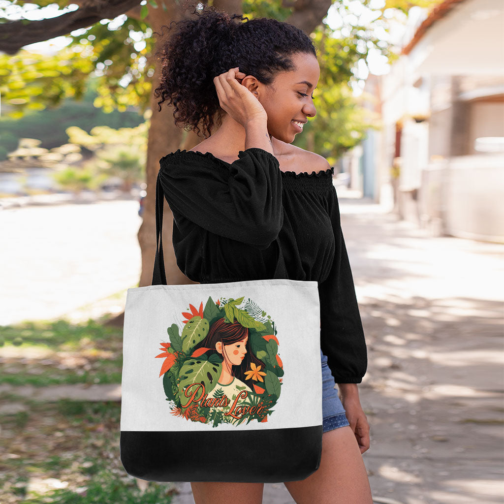 Plant Lover Large Tote Bag - Botanical Shopping Bag - Themed Cloth Bag