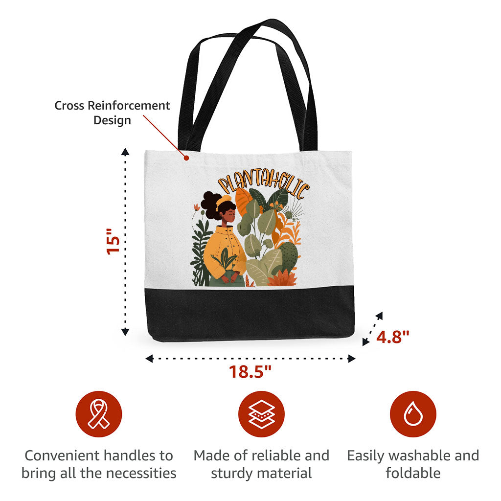 Plantaholic Large Tote Bag - Funny Shopping Bag - Unique Cloth Bag