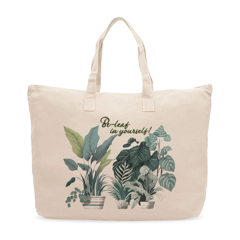 Plant Print Cotton Canvas Bag - Inspirational Shopping Bag - Cool Art Tote Bag