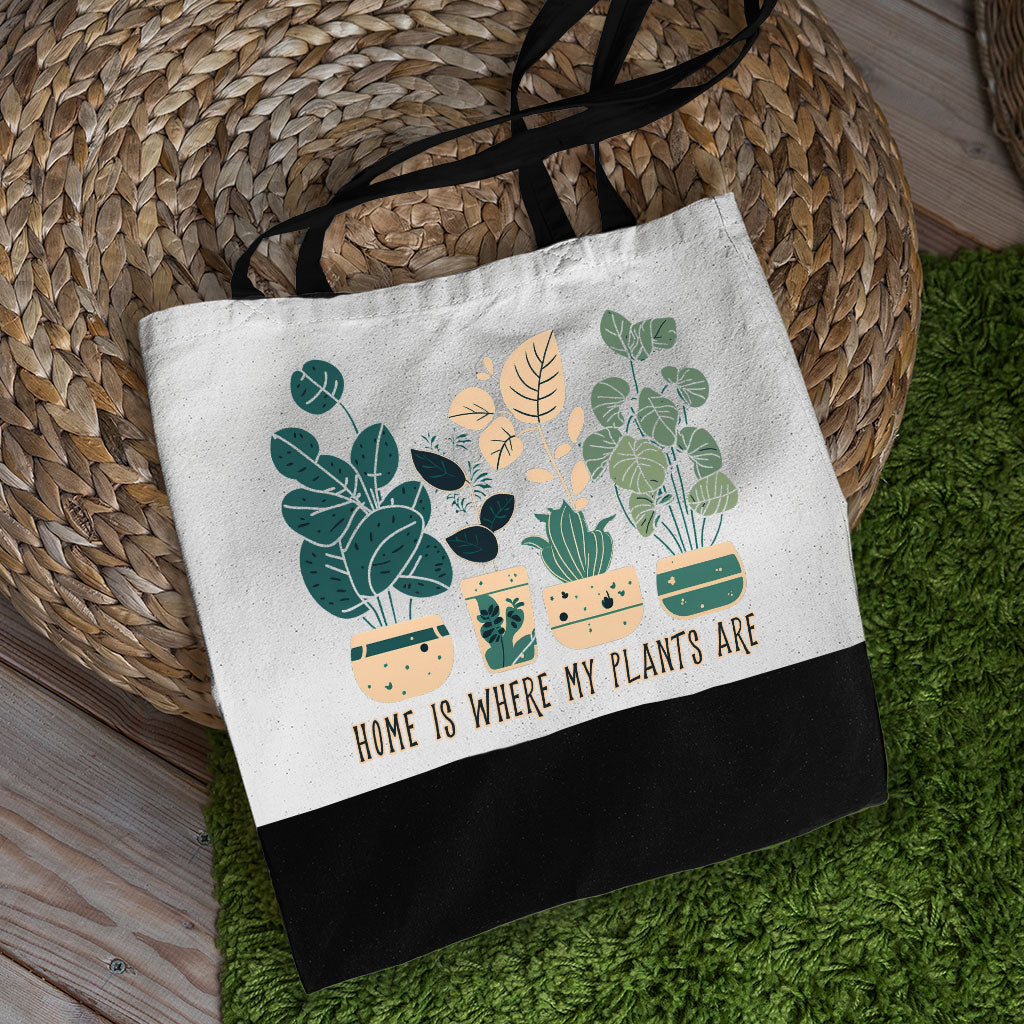 Plant Illustration Large Tote Bag - Quote Shopping Bag - Graphic Art Cloth Bag