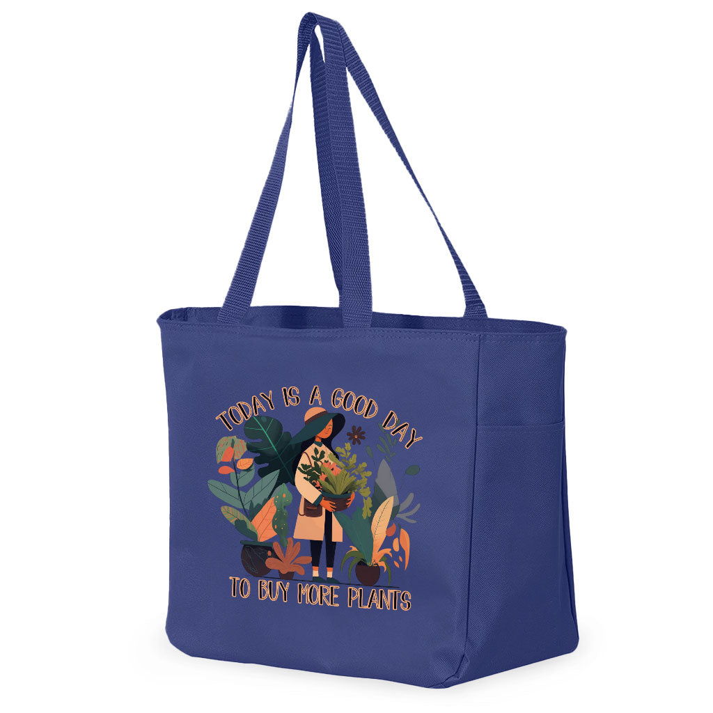 Plant Themed Tote Bag with Pocket - Floral Shopping Bag - Cool Tote Bag