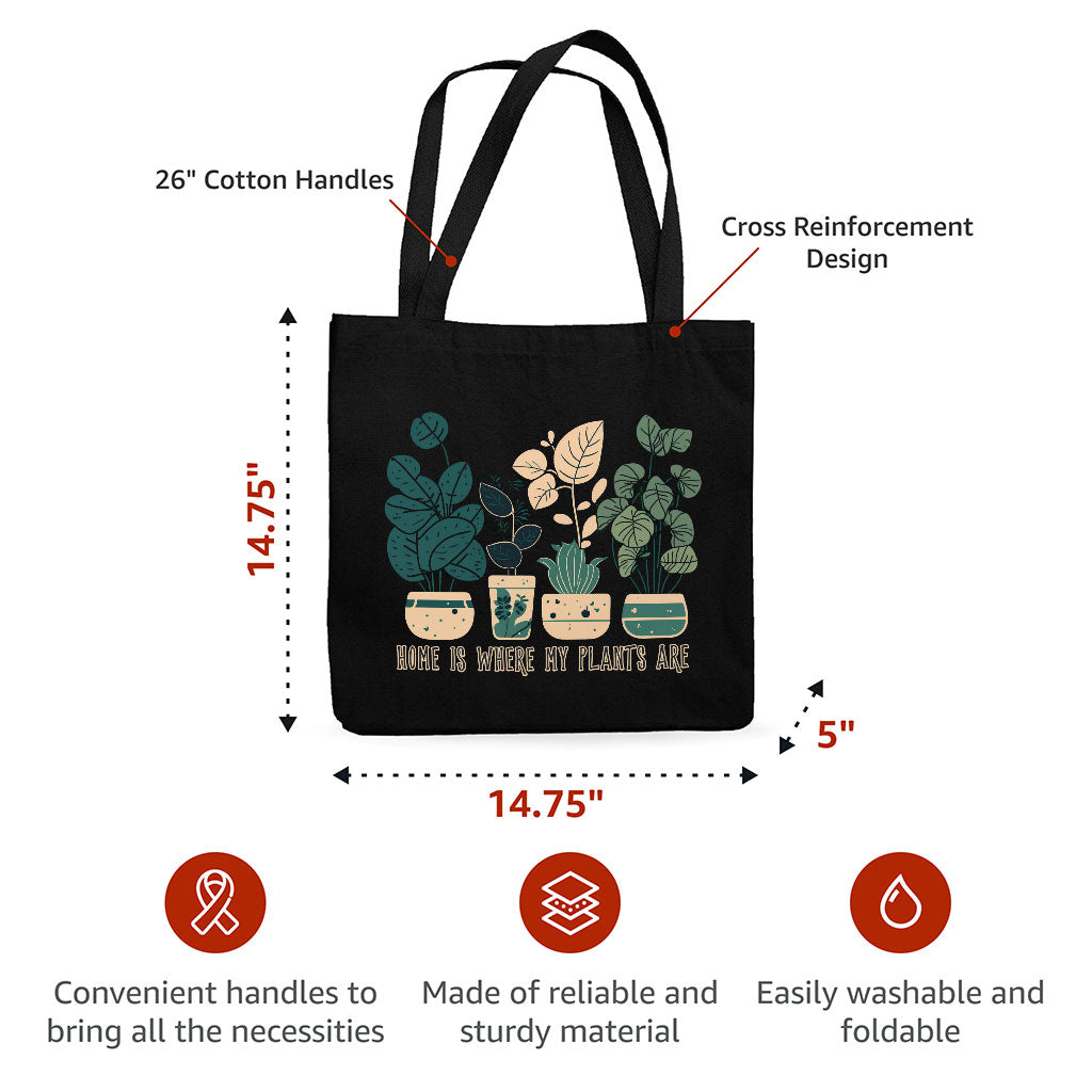 Plant Illustration Canvas Tote Bag - Quote Shopping Bag - Graphic Art Cloth Bag