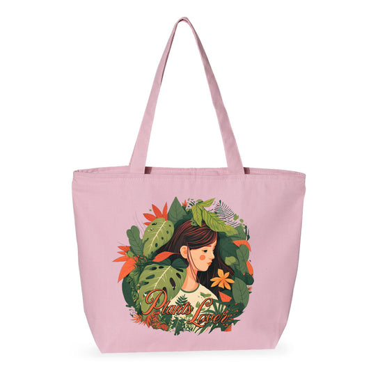 Plant Lover Zippered Tote Bag - Botanical Shopping Bag - Themed Cloth Bag