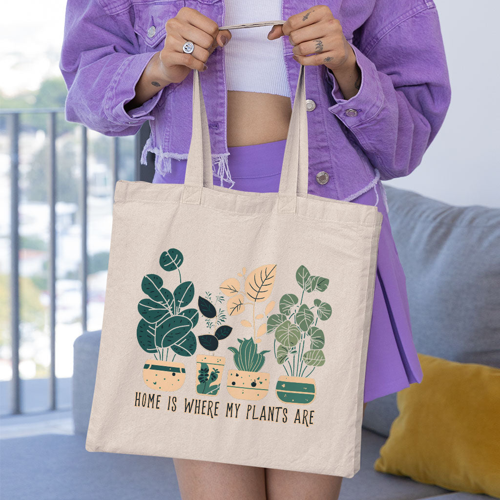 Plant Illustration Organic Tote Bag - Quote Cotton Tote Bag - Graphic Art Shopping Bag