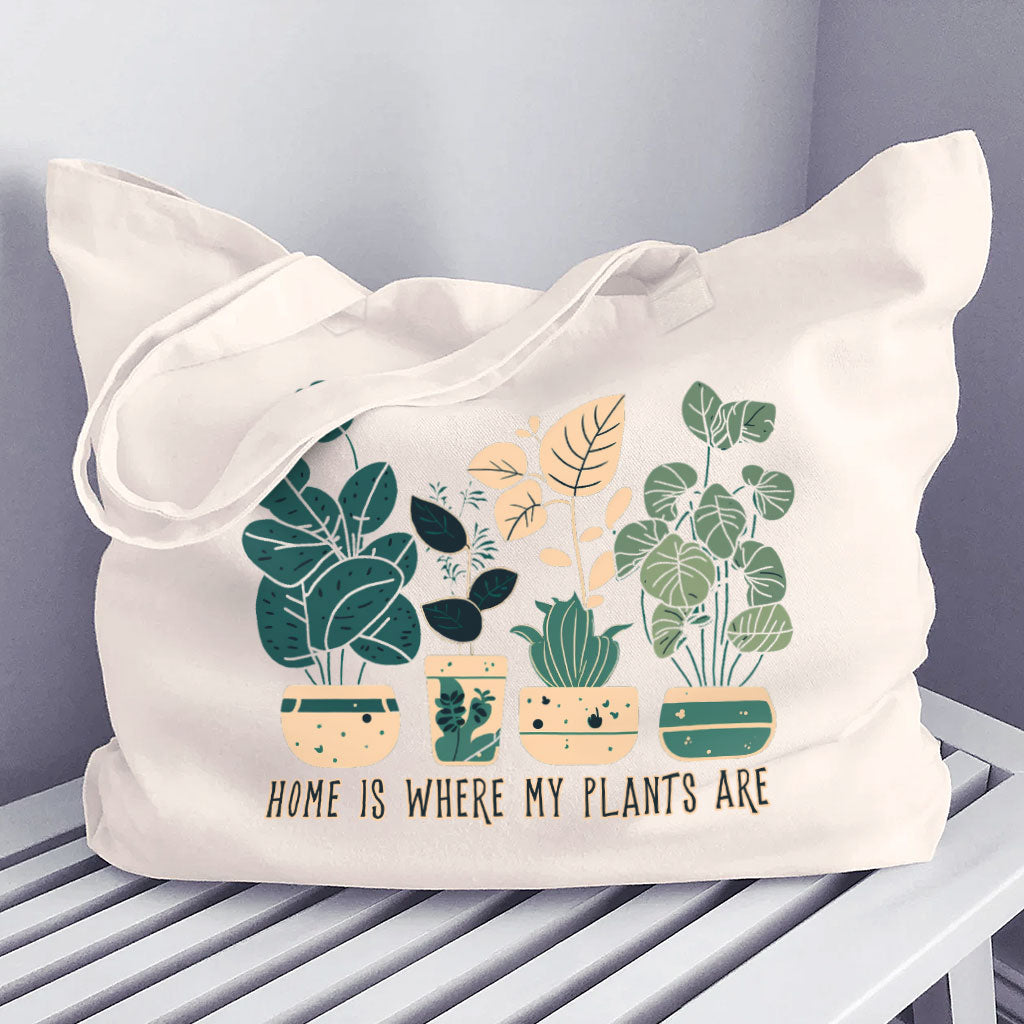 Plant Illustration Cotton Canvas Bag - Quote Shopping Bag - Graphic Art Tote Bag