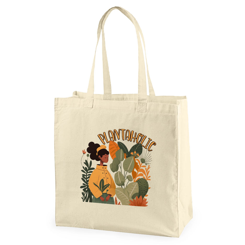 Plantaholic Organic Tote Bag - Funny Cotton Tote Bag - Unique Shopping Bag