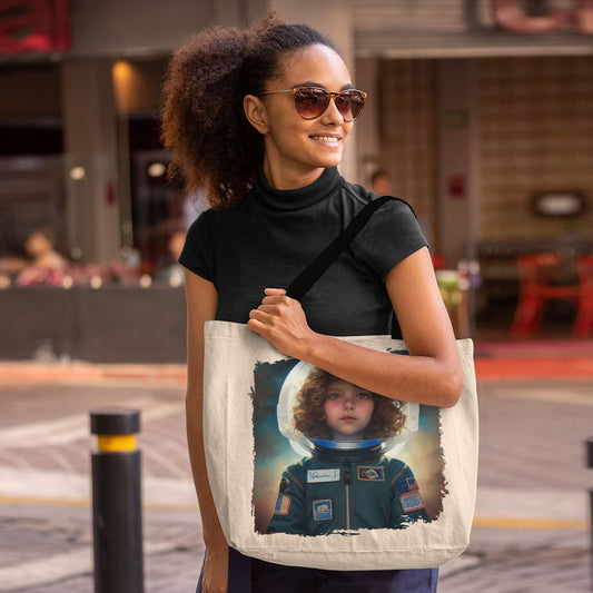 Little Girl Tote Bag - Space Themed Shopping Bag - Cool Tote Bag