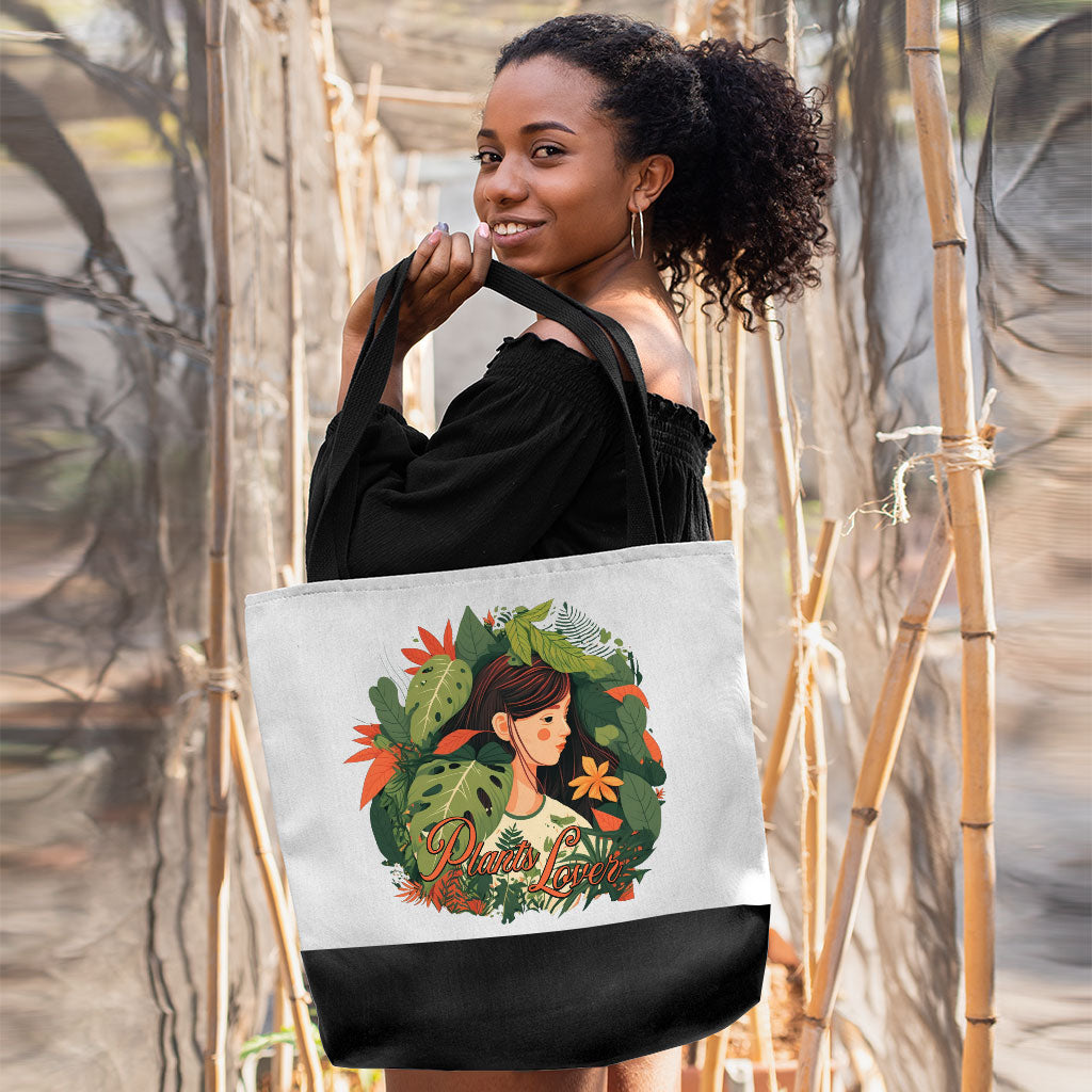 Plant Lover Large Tote Bag - Botanical Shopping Bag - Themed Cloth Bag