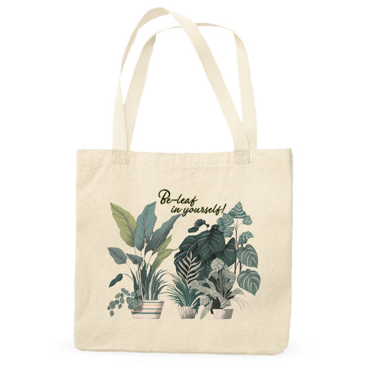 Plant Print Organic Tote Bag - Inspirational Cotton Tote Bag - Cool Art Shopping Bag