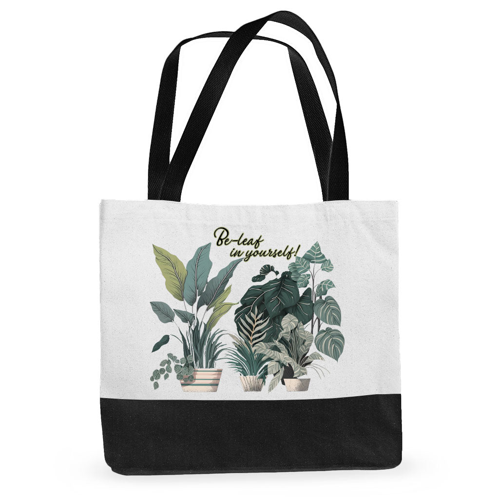 Plant Print Large Tote Bag - Inspirational Shopping Bag - Cool Art Cloth Bag