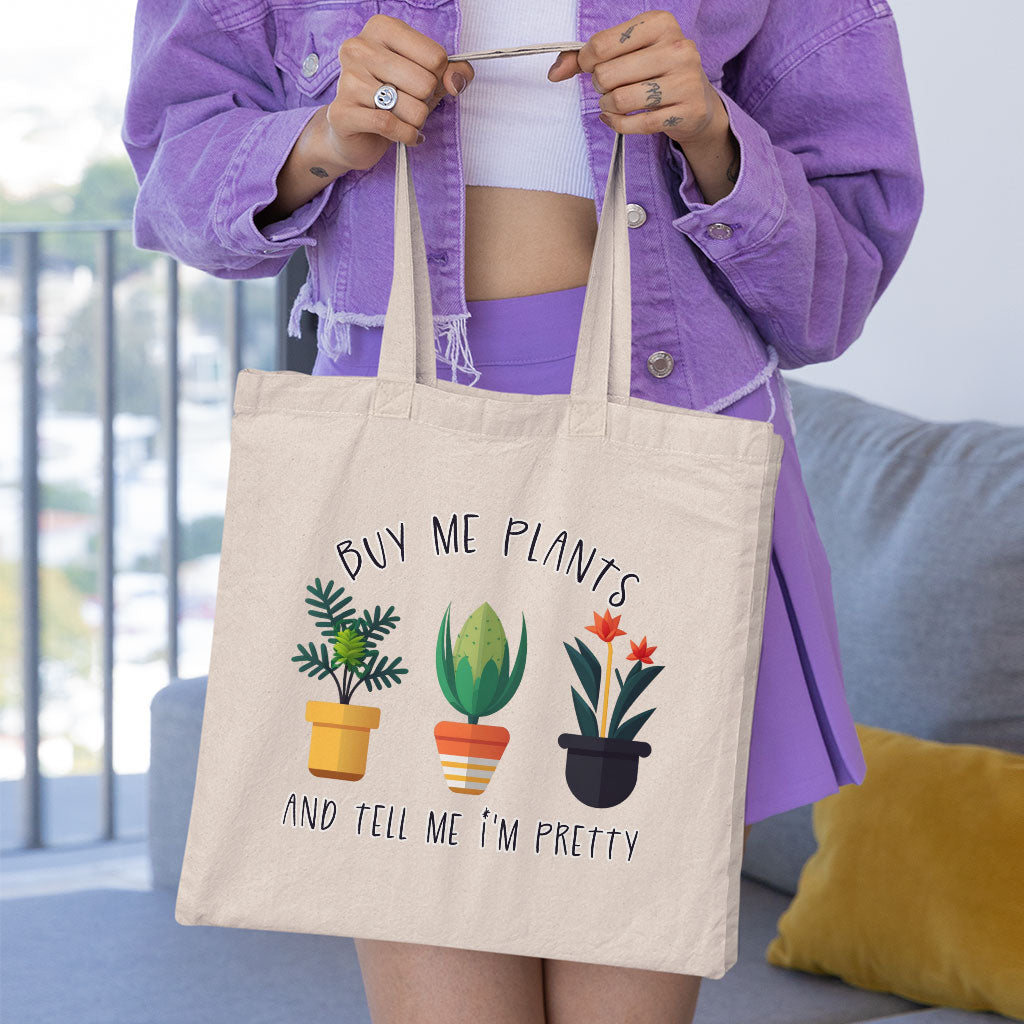 Plant Design Organic Tote Bag - Funny Quote Cotton Tote Bag - Graphic Shopping Bag