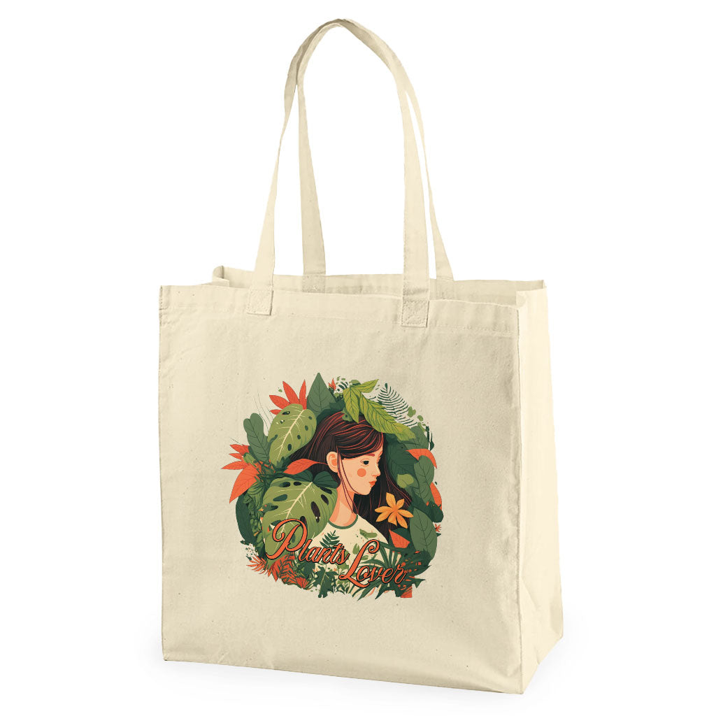 Plant Lover Organic Tote Bag - Botanical Cotton Tote Bag - Themed Shopping Bag