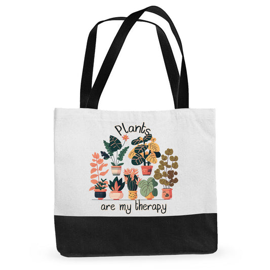 Plants Are My Therapy Large Tote Bag - Plant Lover Shopping Bag - Cute Cloth Bag