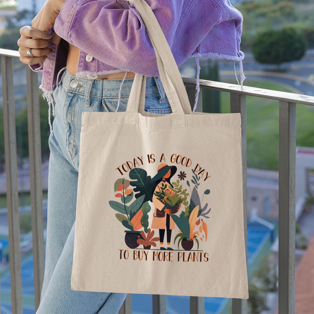 Plant Themed Organic Tote Bag - Floral Cotton Tote Bag - Cool Shopping Bag