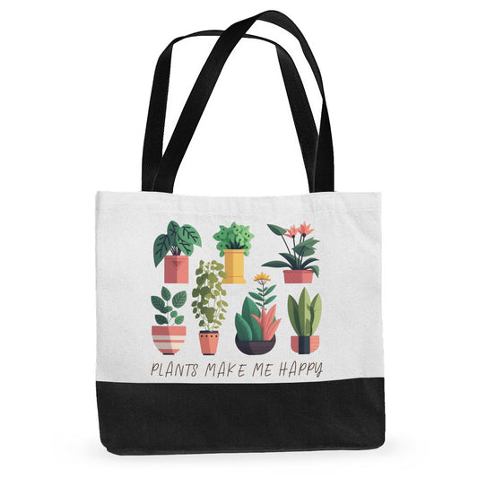 Plant Graphic Large Tote Bag - Cute Art Shopping Bag - Cool Design Cloth Bag