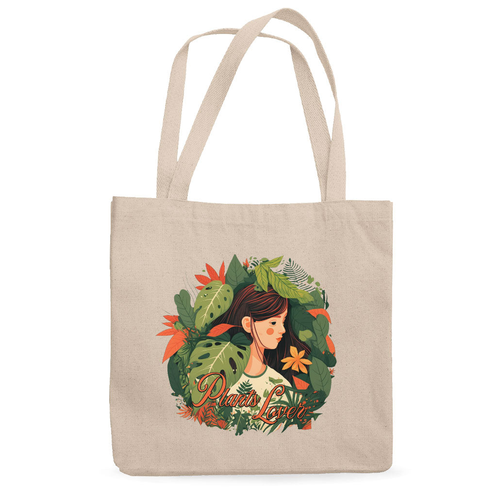 Plant Lover Canvas Tote Bag - Botanical Shopping Bag - Themed Cloth Bag