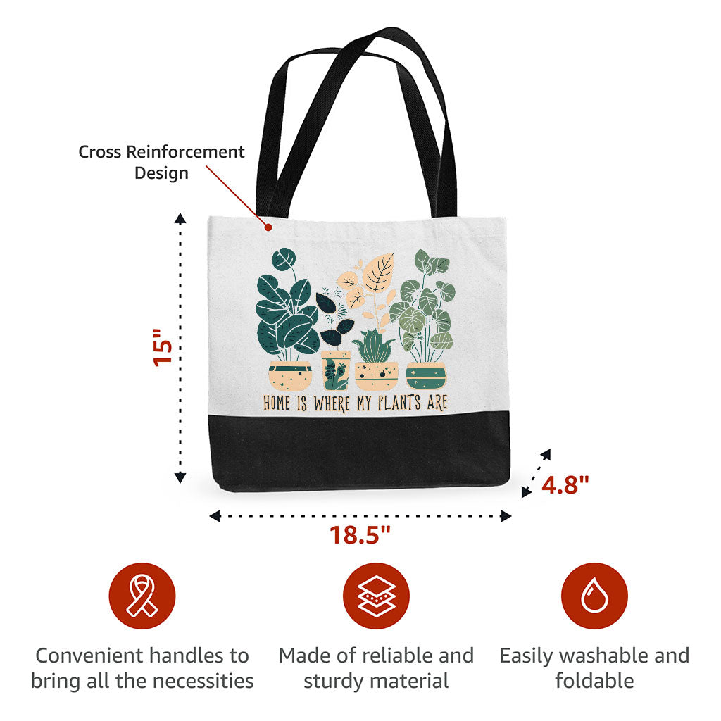 Plant Illustration Large Tote Bag - Quote Shopping Bag - Graphic Art Cloth Bag