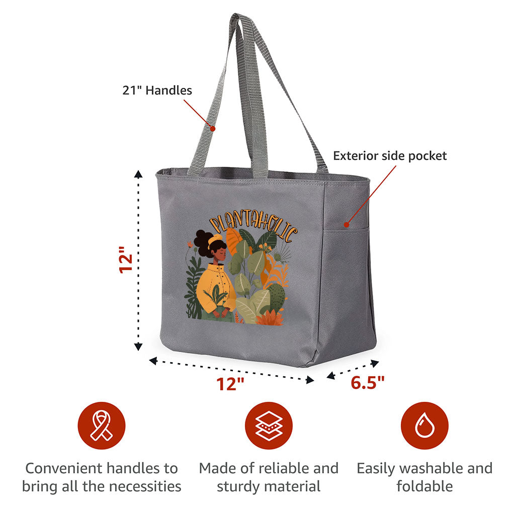 Plantaholic Tote Bag with Pocket - Funny Shopping Bag - Unique Tote Bag