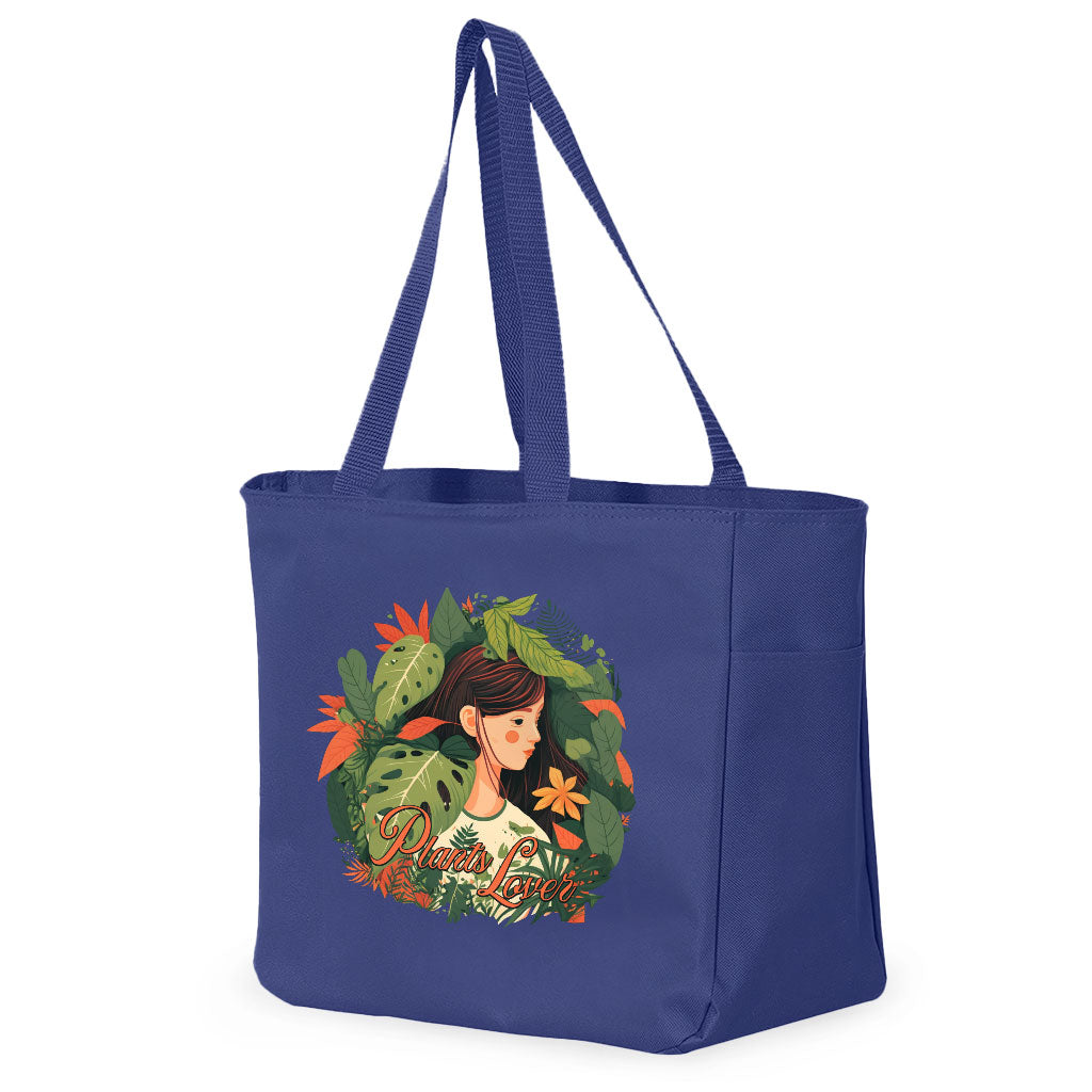 Plant Lover Tote Bag with Pocket - Botanical Shopping Bag - Themed Tote Bag