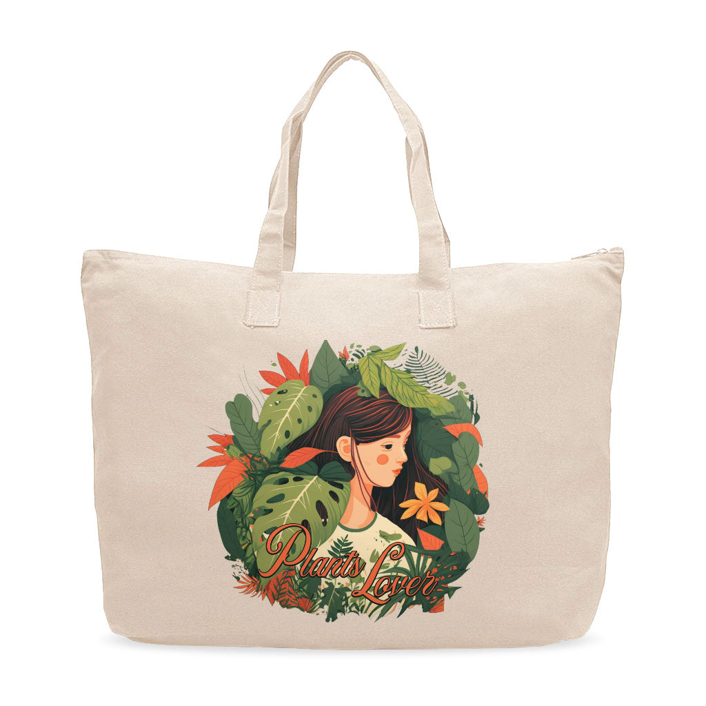 Plant Lover Cotton Canvas Bag - Botanical Shopping Bag - Themed Tote Bag