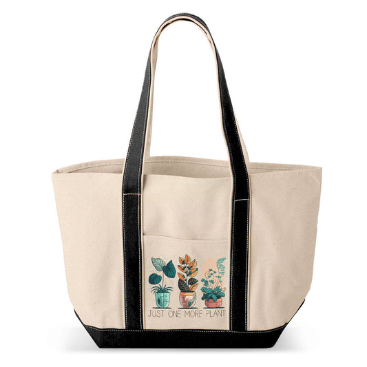 Just One More Plant Classic Boat Tote Bag - Funny Shopping Bag - Illustration Large Tote Bag