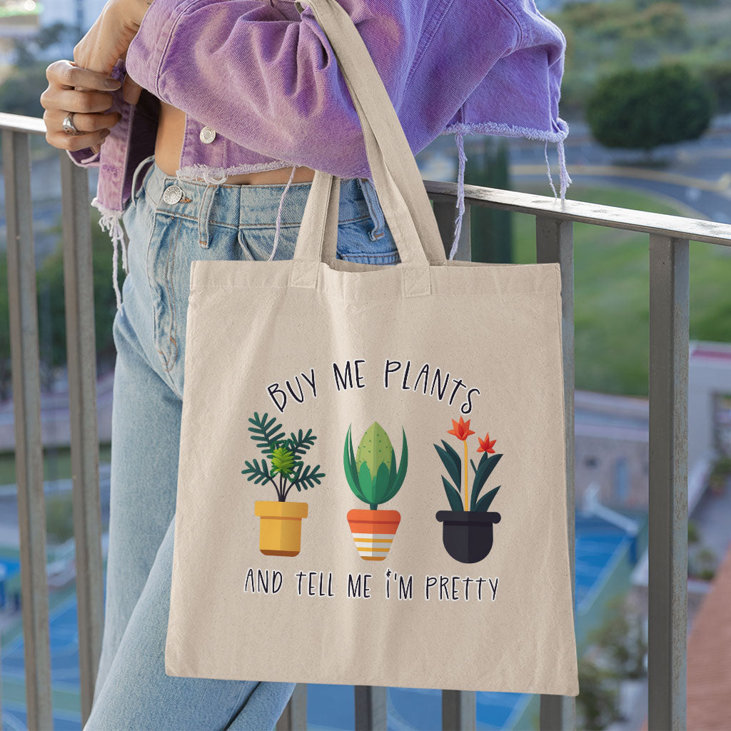 Plant Design Organic Tote Bag - Funny Quote Cotton Tote Bag - Graphic Shopping Bag