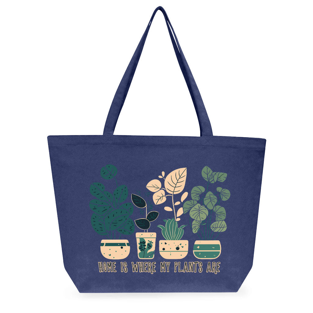 Plant Illustration Cotton Tote Bag - Quote Large Tote Bag - Graphic Art Shopping Bag