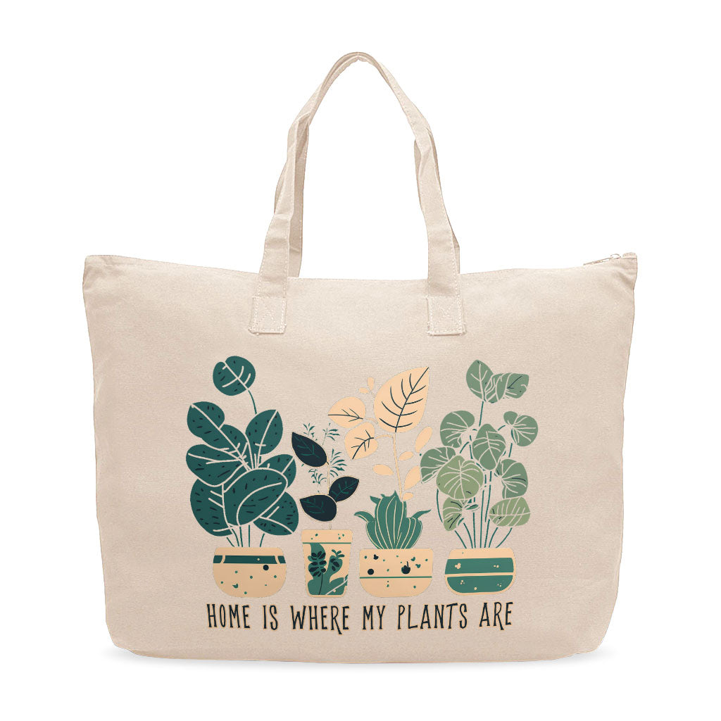 Plant Illustration Cotton Canvas Bag - Quote Shopping Bag - Graphic Art Tote Bag