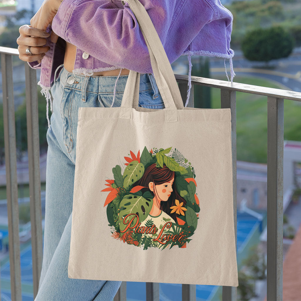 Plant Lover Organic Tote Bag - Botanical Cotton Tote Bag - Themed Shopping Bag