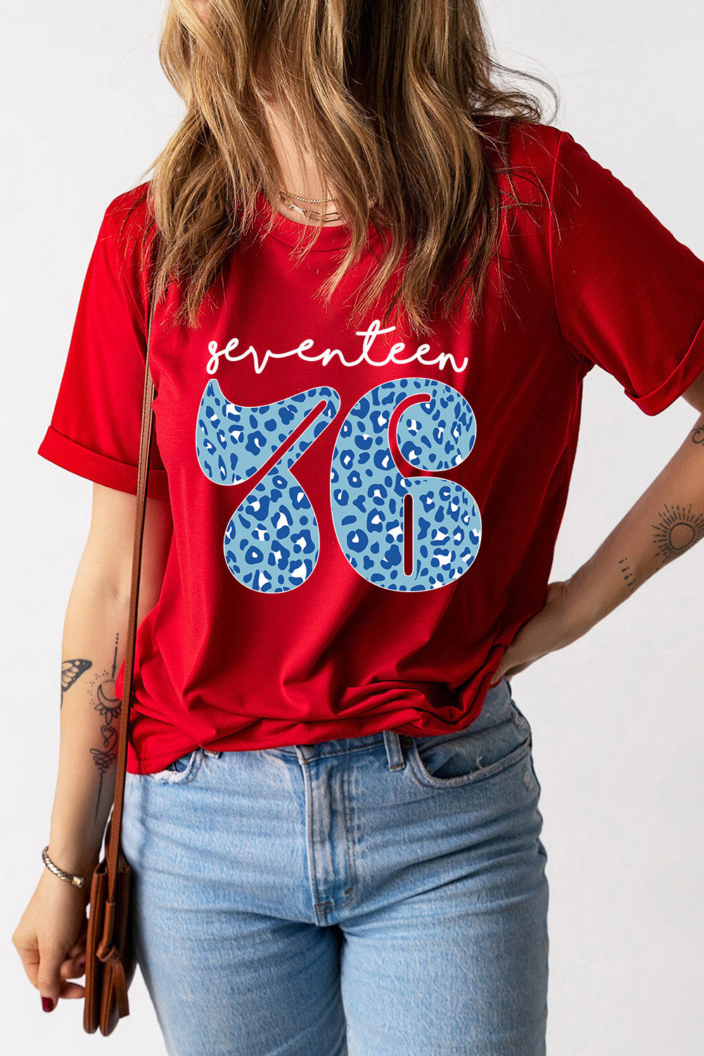 SEVENTEEN 76 Graphic Cuffed Sleeve Tee