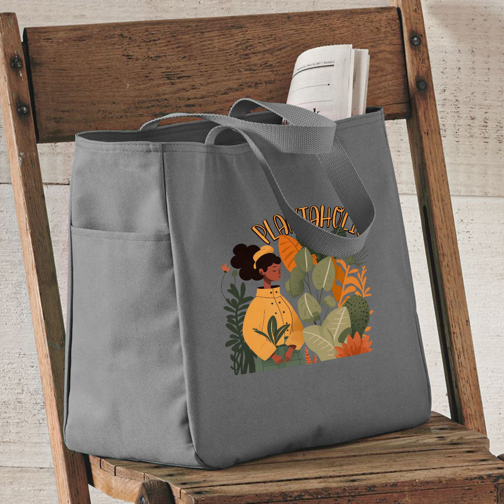 Plantaholic Tote Bag with Pocket - Funny Shopping Bag - Unique Tote Bag