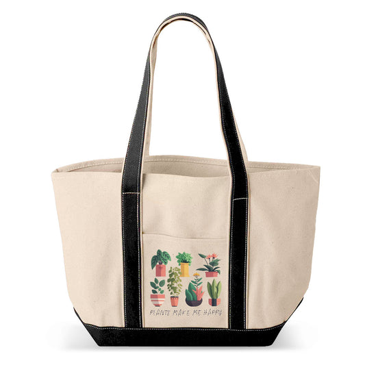 Plant Graphic Classic Boat Tote Bag - Cute Art Shopping Bag - Cool Design Large Tote Bag