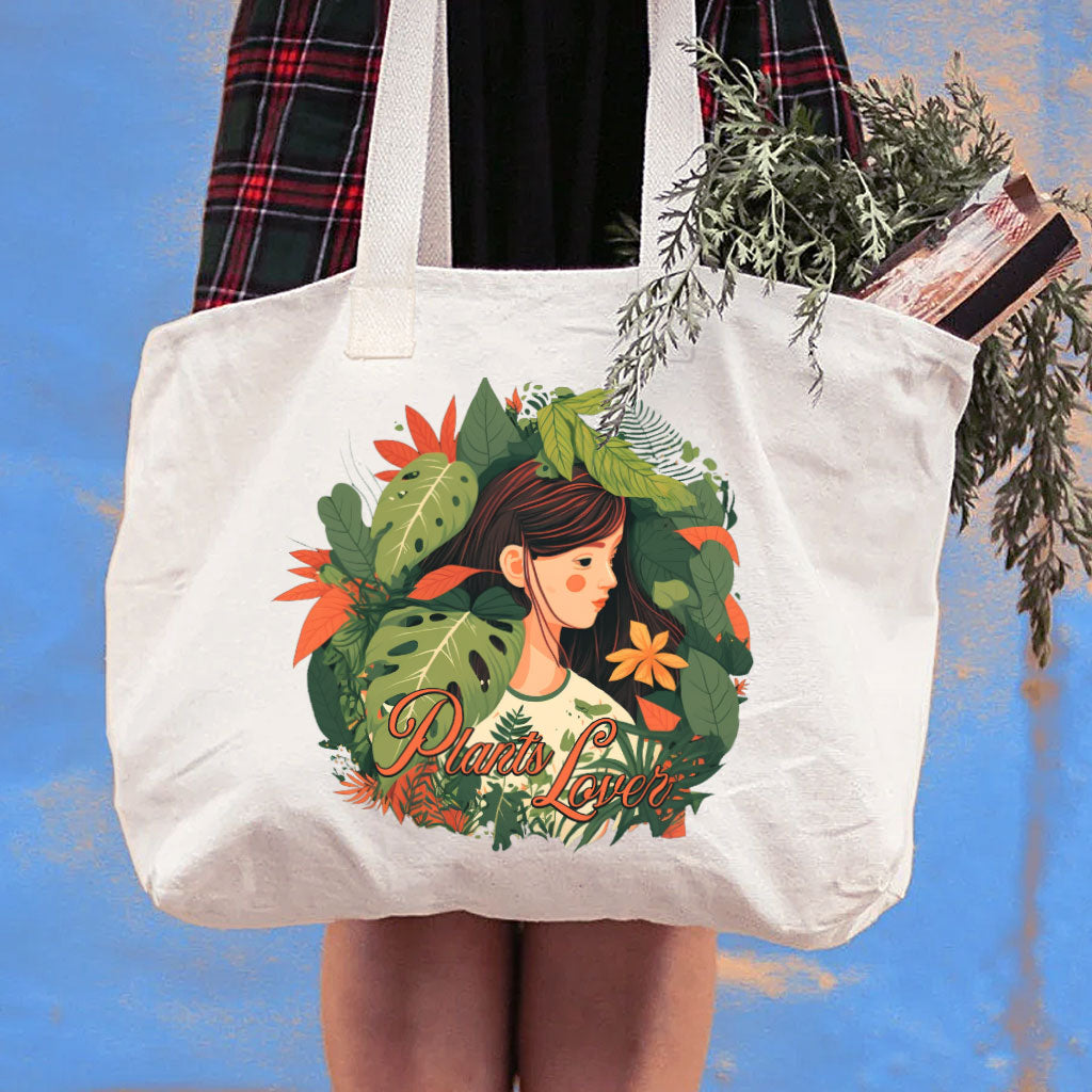 Plant Lover Cotton Canvas Bag - Botanical Shopping Bag - Themed Tote Bag