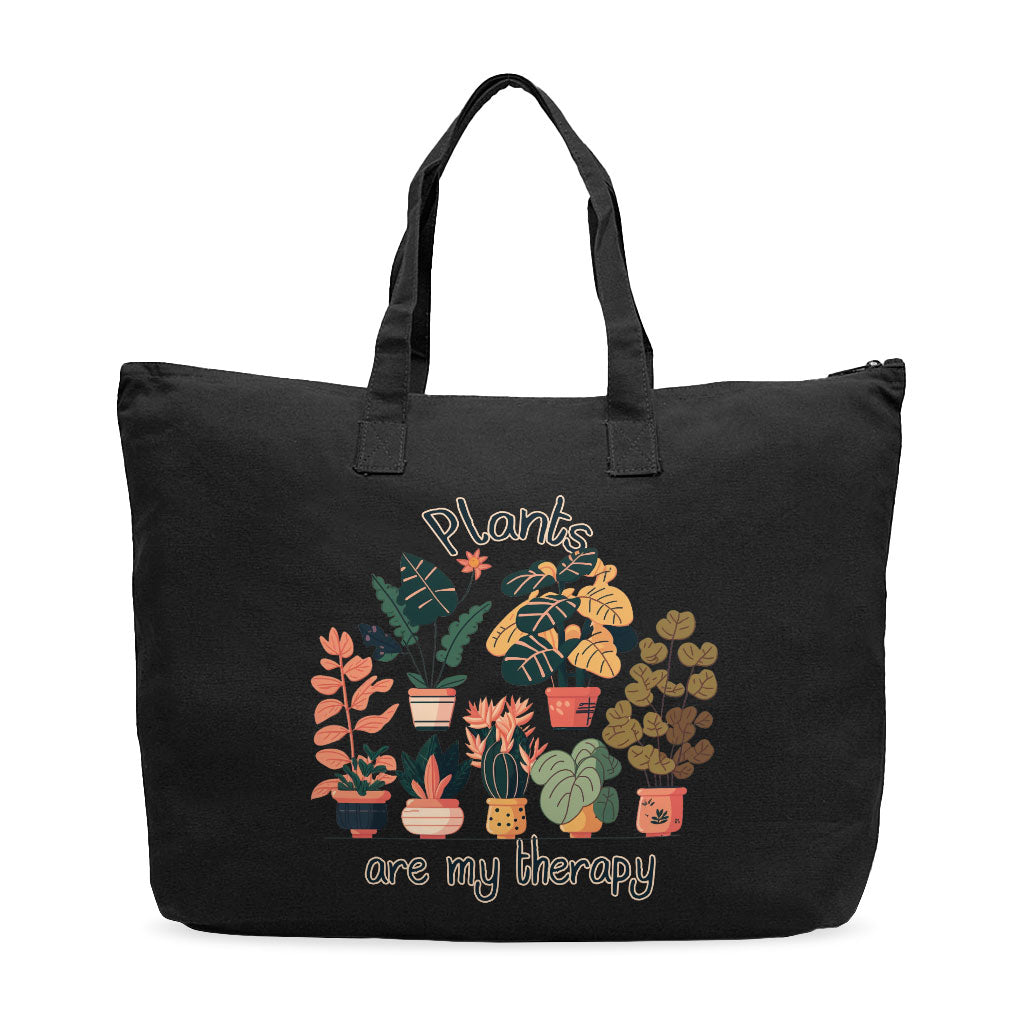 Plants Are My Therapy Cotton Canvas Bag - Plant Lover Shopping Bag - Cute Tote Bag