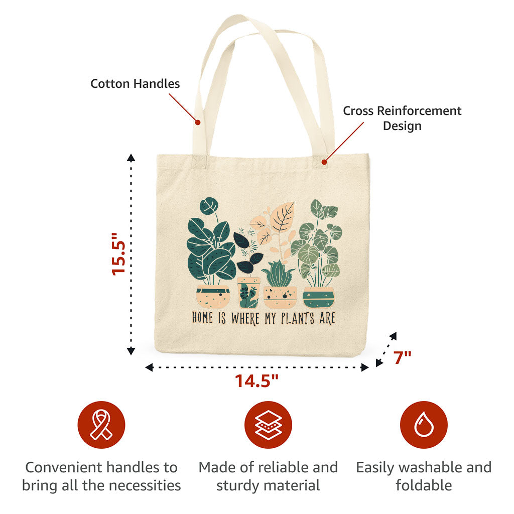 Plant Illustration Organic Tote Bag - Quote Cotton Tote Bag - Graphic Art Shopping Bag