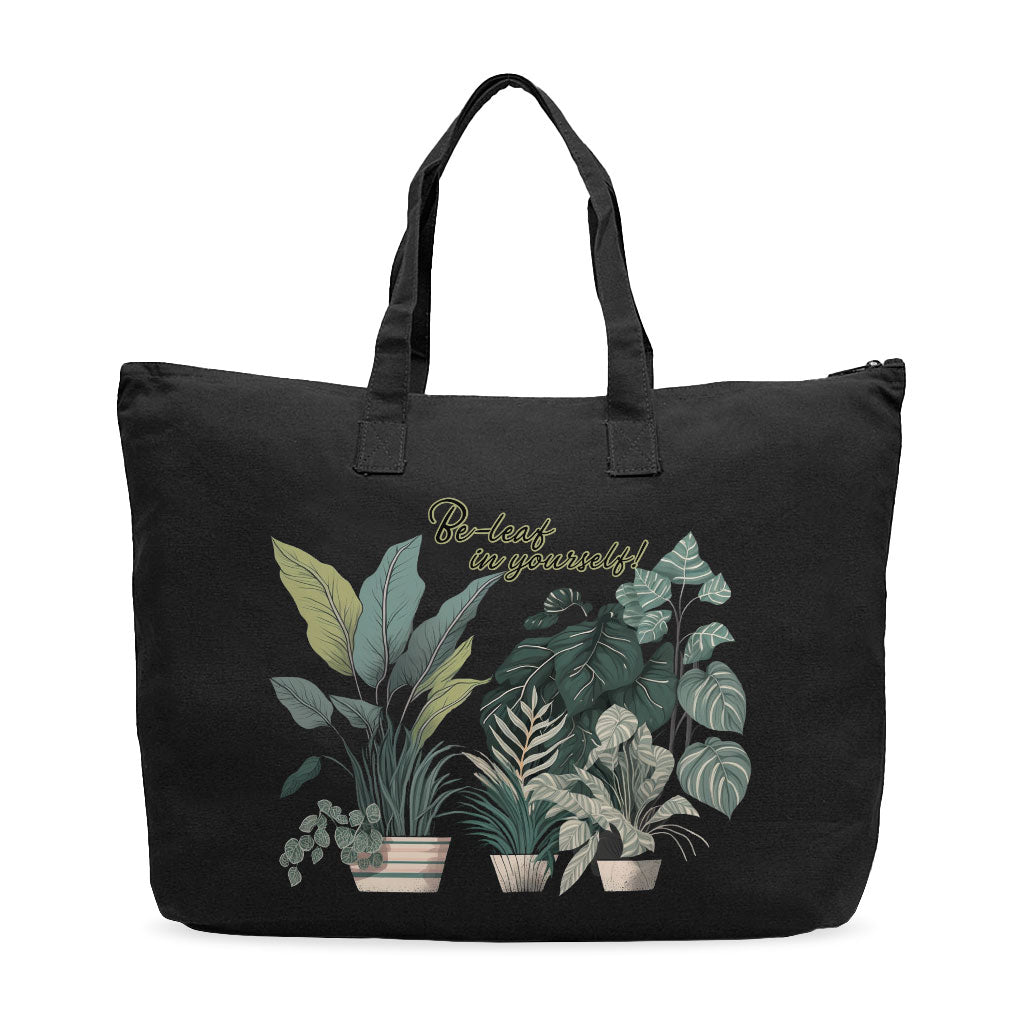 Plant Print Cotton Canvas Bag - Inspirational Shopping Bag - Cool Art Tote Bag