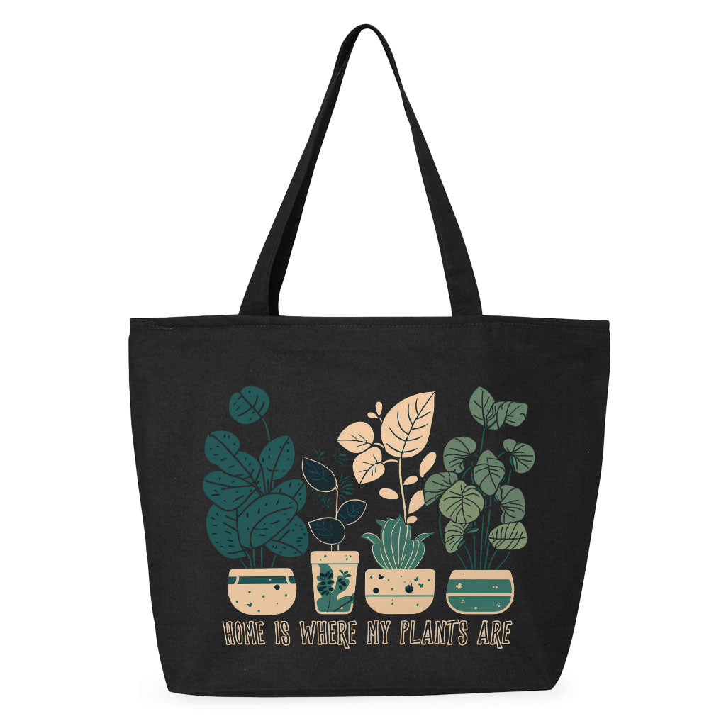 Plant Illustration Zippered Tote Bag - Quote Shopping Bag - Graphic Art Cloth Bag