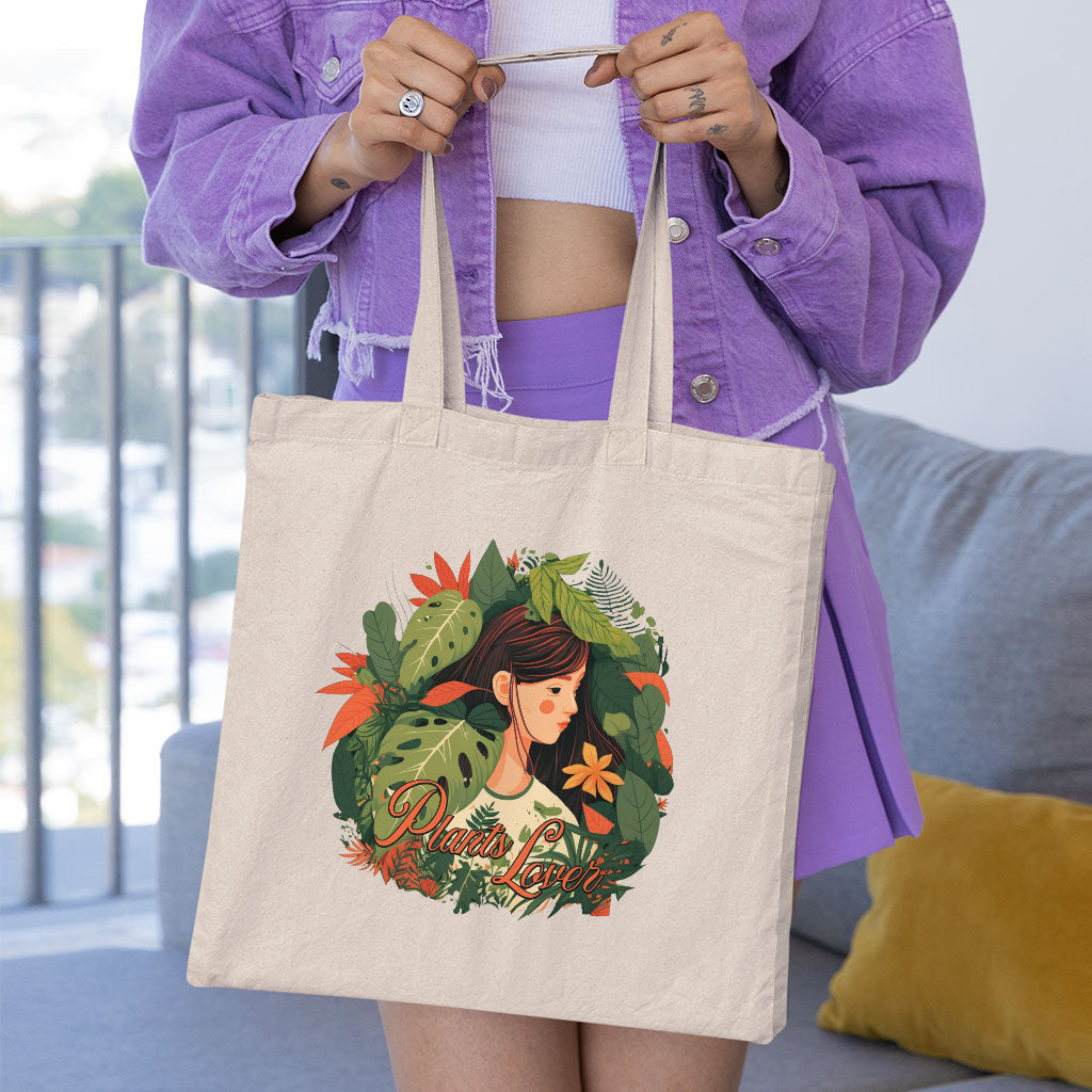 Plant Lover Organic Tote Bag - Botanical Cotton Tote Bag - Themed Shopping Bag