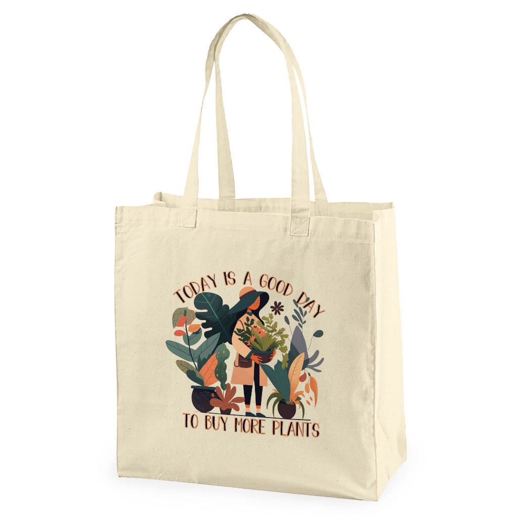 Plant Themed Organic Tote Bag - Floral Cotton Tote Bag - Cool Shopping Bag