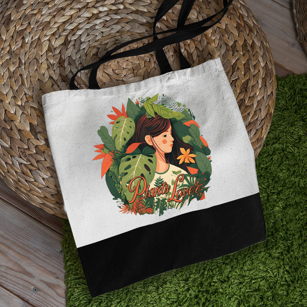 Plant Lover Large Tote Bag - Botanical Shopping Bag - Themed Cloth Bag