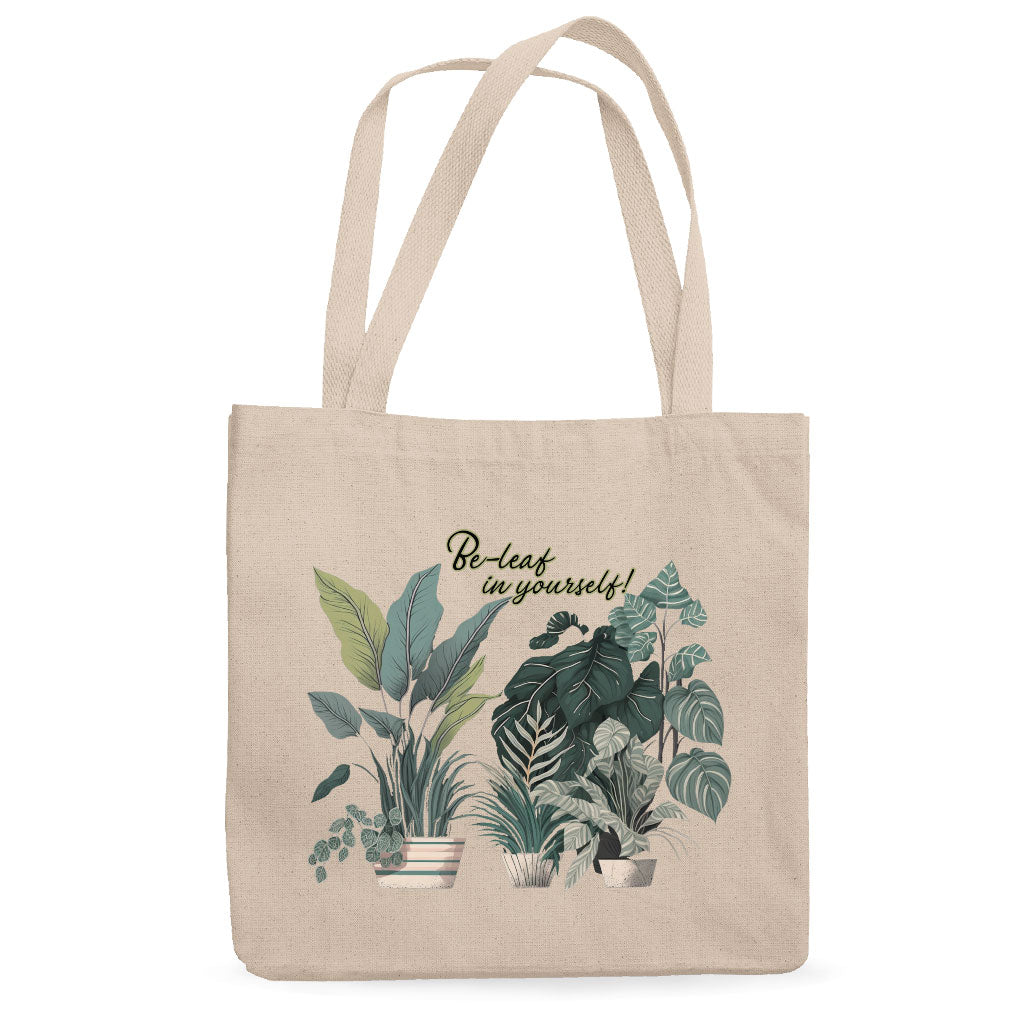 Plant Print Canvas Tote Bag - Inspirational Shopping Bag - Cool Art Cloth Bag