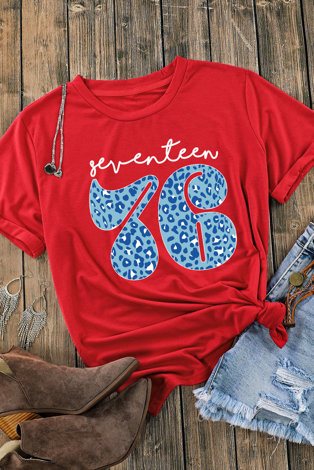 SEVENTEEN 76 Graphic Cuffed Sleeve Tee